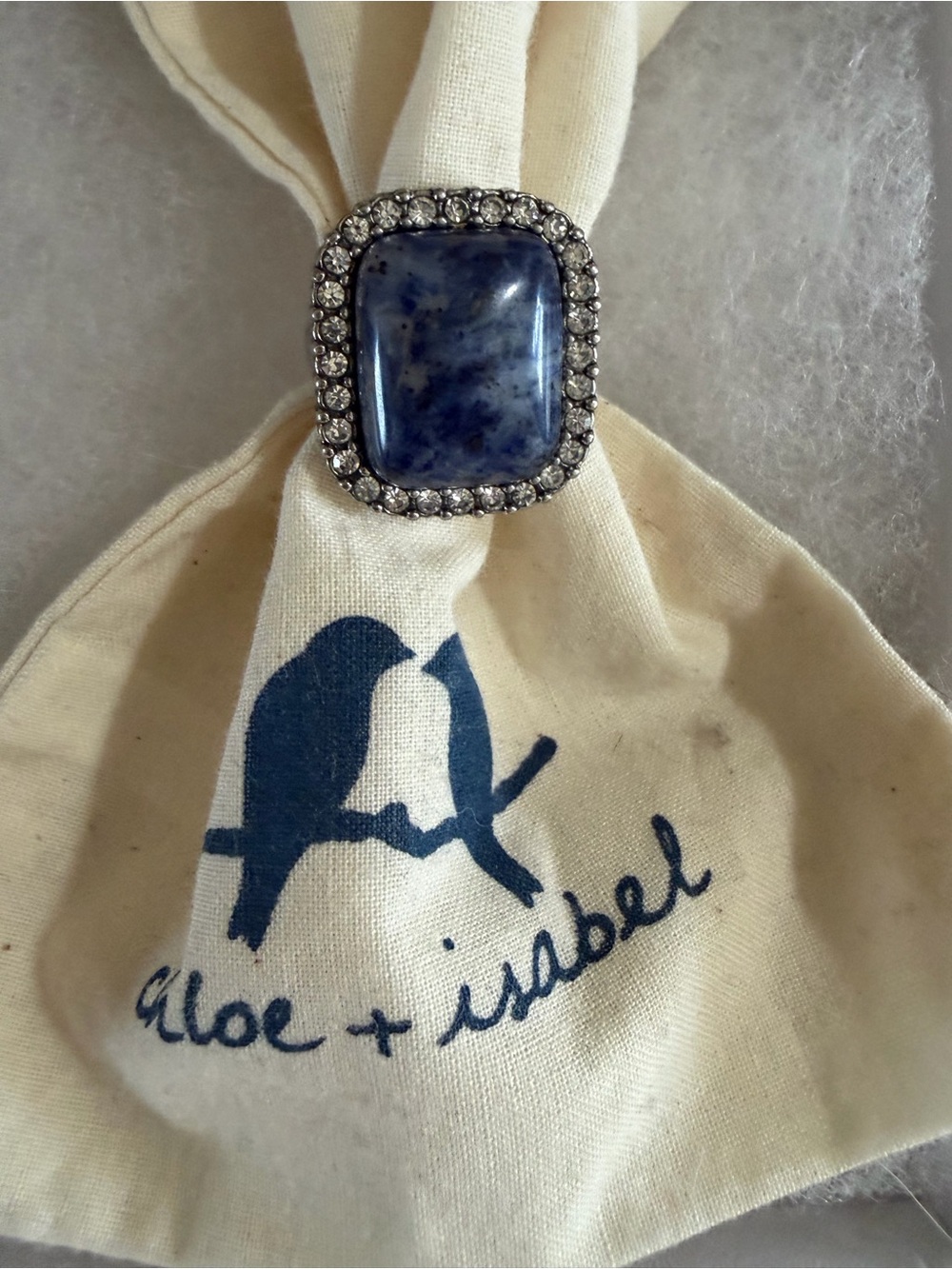 Chloe + Isabel Deep Blue Stone Ring with Crystal Halo